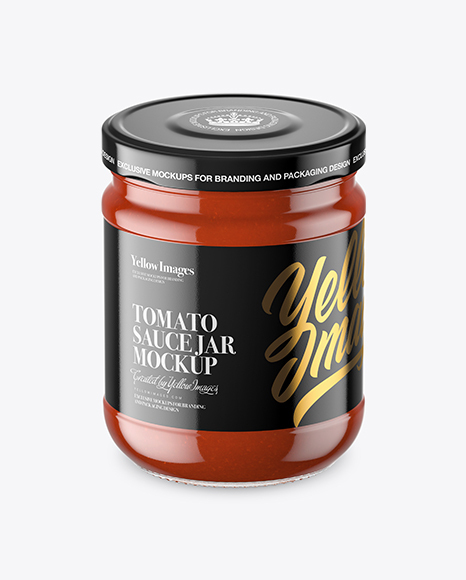 Clear Glass Tomato Sauce Jar Mockup