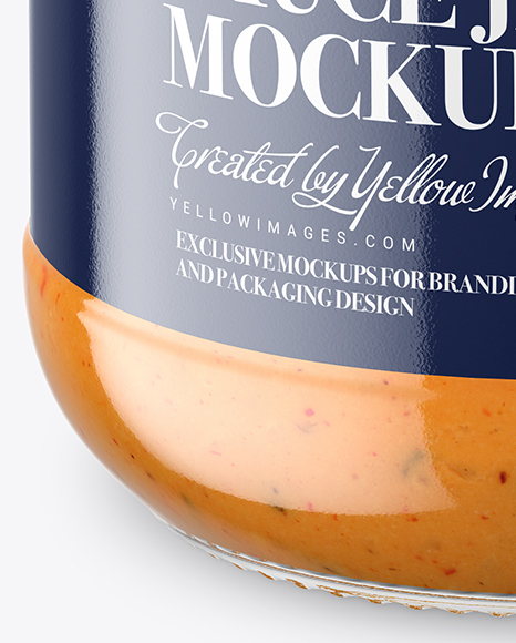 Clear Glass Chipotle Sauce Jar Mockup