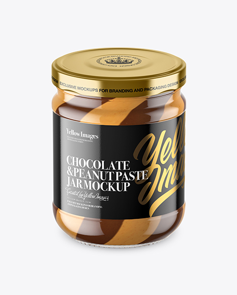 Clear Glass Jar with Duo Chocolate Spread Jar Mockup