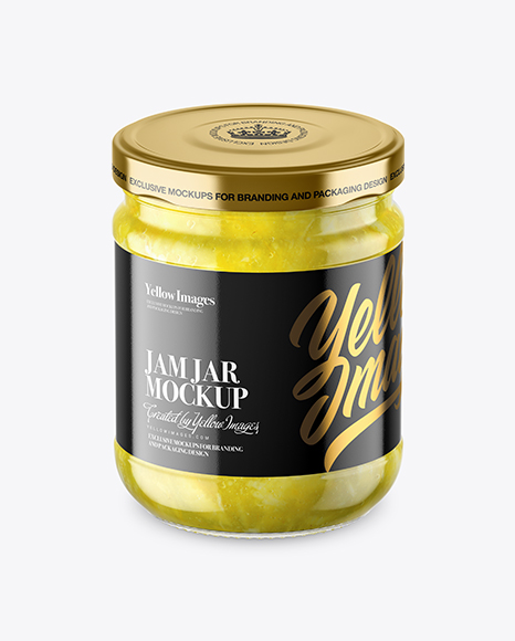 Clear Glass Lemon Jam Jar Mockup