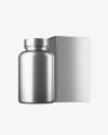 Metallc Bottle w/ Metallic Paper Box Mockup