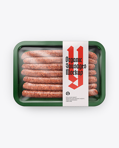 Plastic Tray With Sausages Mockup