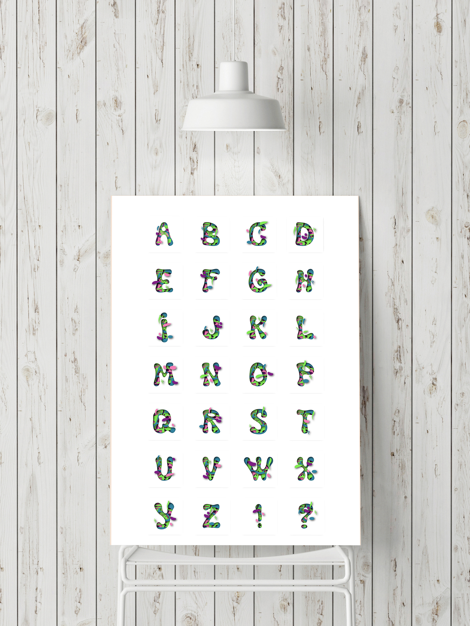 Spring alphabet. Paper cutout vector design.