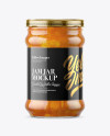 Clear Glass Jar with Apricot Jam Mockup