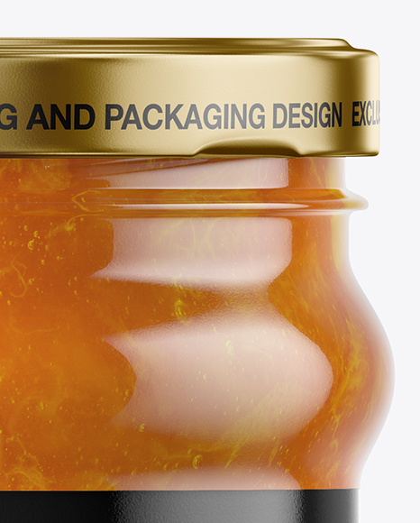 Clear Glass Jar with Apricot Jam Mockup