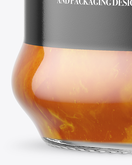 Clear Glass Jar with Apricot Jam Mockup