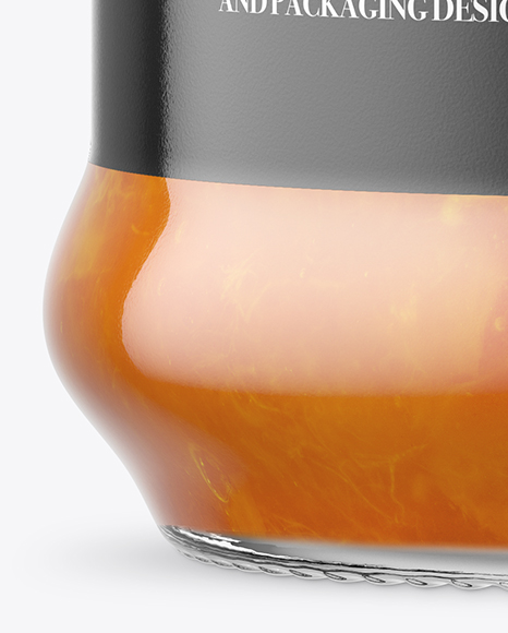 Clear Glass Jar with Apricot Jam Mockup