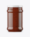 Clear Glass BBQ Sauce Jar Mockup