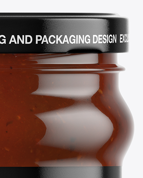 Clear Glass BBQ Sauce Jar Mockup