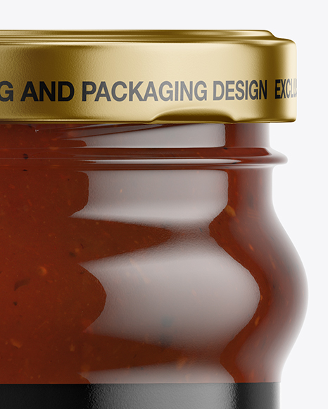 Clear Glass BBQ Sauce Jar Mockup