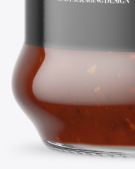 Clear Glass BBQ Sauce Jar Mockup