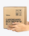 Cardboard Box with Hands Mockup