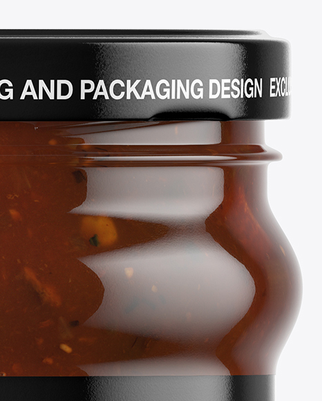 Clear Glass BBQ Sauce Jar Mockup