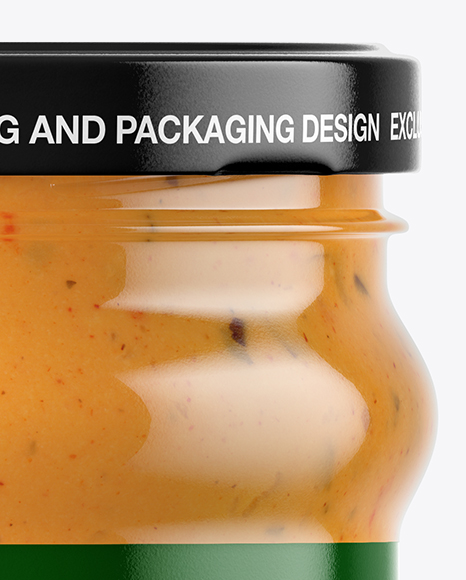 Clear Glass Chipotle Sauce Jar Mockup