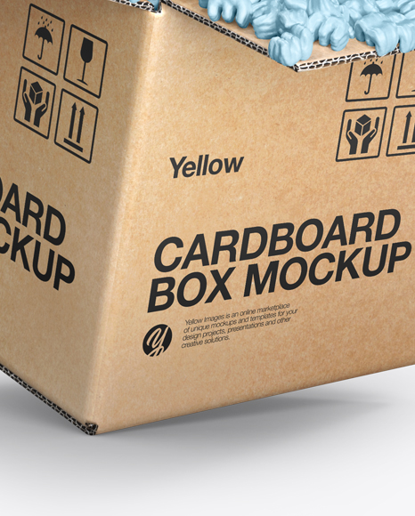 Cardboard Box with Styrofoam Filling Mockup