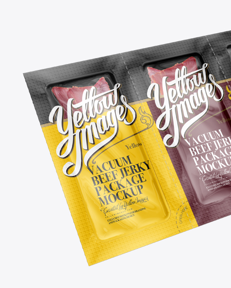 Vacuum Beef Jerky Package Mockup - Half-Side View