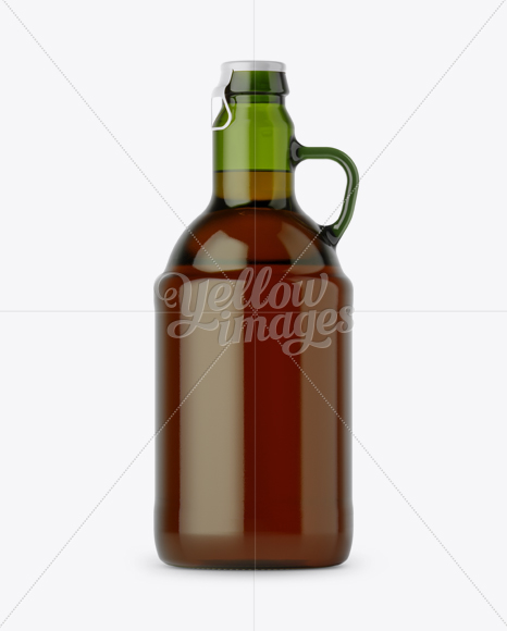 Green Glass Bottle With Handle Mockup