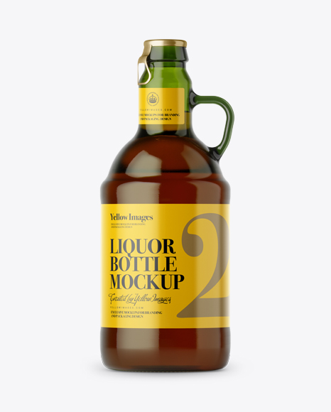 Green Glass Bottle With Handle Mockup - Green beer bottle mockup