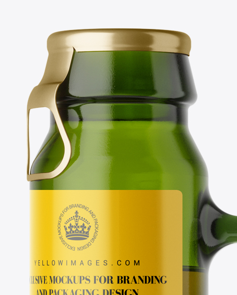 Green Glass Bottle With Handle Mockup