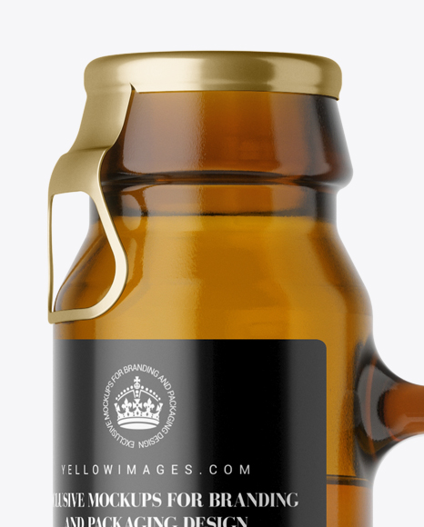 Amber Glass Bottle With Handle Mockup