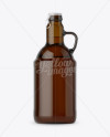 Dark Amber Glass Bottle With Handle Mockup