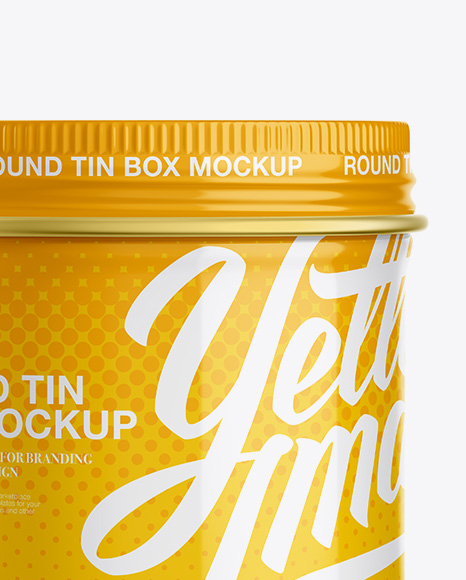 Glossy Round Tin Box Mockup - Front View