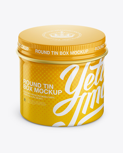 Glossy Round Tin Box Mockup - High-Angle Shot