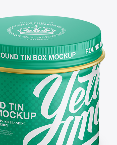 Matte Round Tin Box Mockup - High-Angle Shot