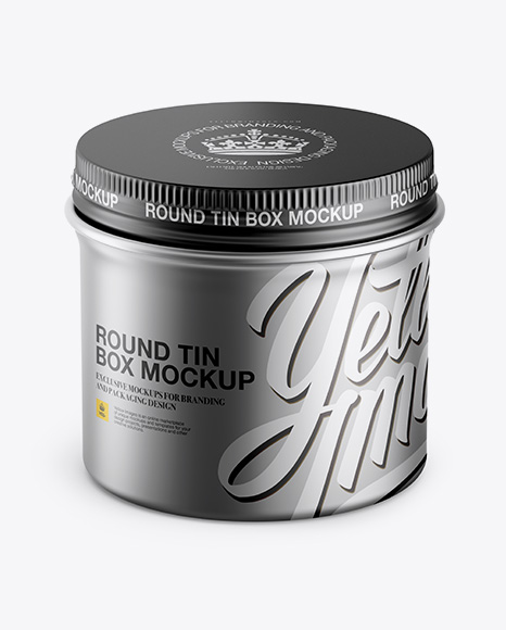 Metallic Round Box Mockup - High-Angle Shot