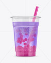 Cup w/ Taro Bubble Tea Mockup