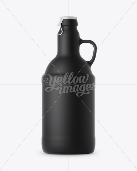 Black Matte Beer Bottle Mockup - Front View