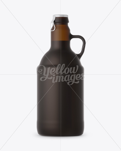 Amber Matte Beer Bottle Mockup - Front View