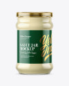 Clear Glass Mayonnaise Sauce Jar Mockup