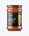 Clear Glass Taco Sauce Jar Mockup