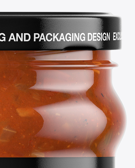 Clear Glass Taco Sauce Jar Mockup