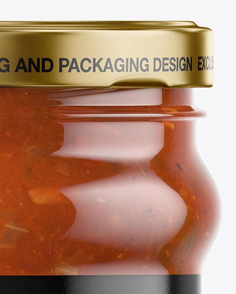 Clear Glass Taco Sauce Jar Mockup