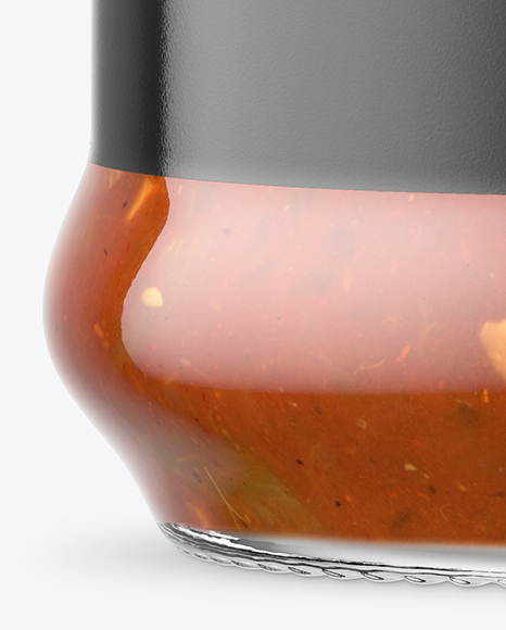 Clear Glass Taco Sauce Jar Mockup