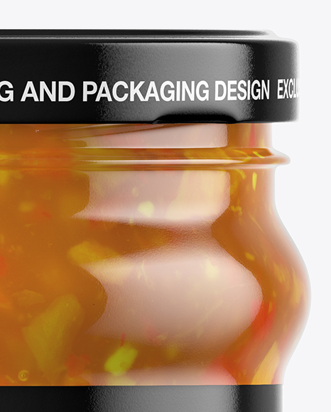 Clear Glass Sweet &amp; Sour Sauce Jar Mockup