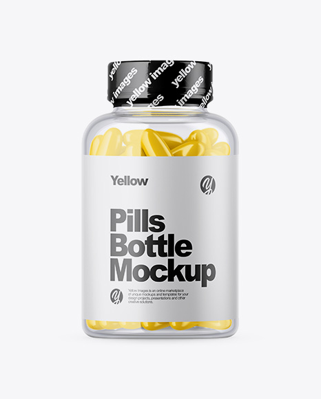 Clear Bottle with Pills Mockup