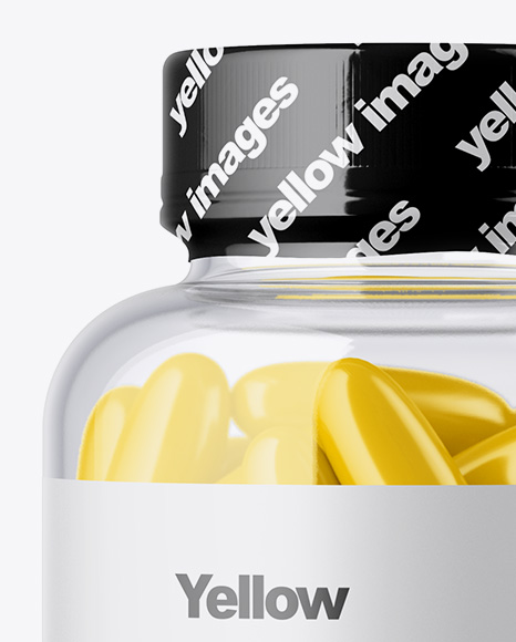 Clear Bottle with Pills Mockup