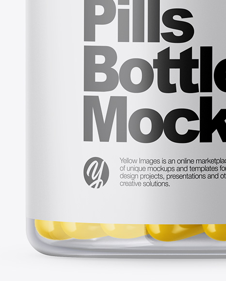 Clear Bottle with Pills Mockup