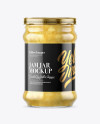 Clear Glass Jar with Pear Jam Mockup