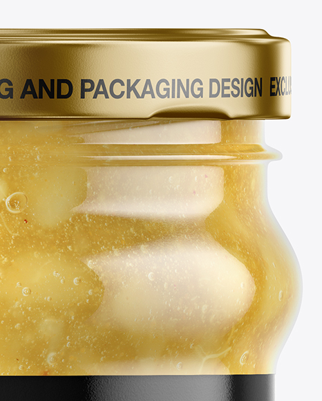 Clear Glass Jar with Pear Jam Mockup