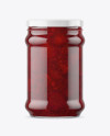 Clear Glass Jar with Strawberry Jam Mockup