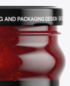 Clear Glass Jar with Strawberry Jam Mockup