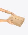 Cardboard Box with Hands Mockup