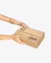 Cardboard Box with Hands Mockup