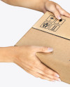 Cardboard Box with Hands Mockup