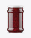 Clear Glass Jar with Cranberry Jam Mockup