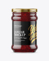 Clear Glass Jar with Cranberry Jam Mockup